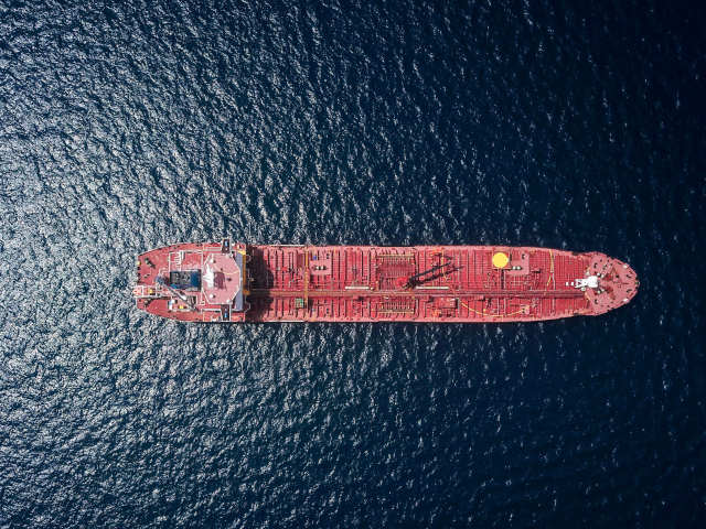 Aerial photography of tanker ship